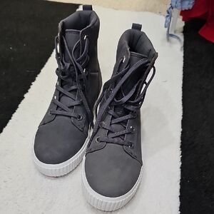Timberland Black and White High-Top Sneakers